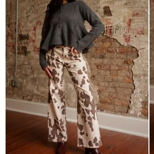 Molly Green Cow Print Barrel Jeans Sz M 8 10